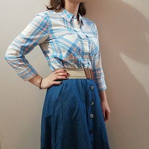 Plaid button-down shirt